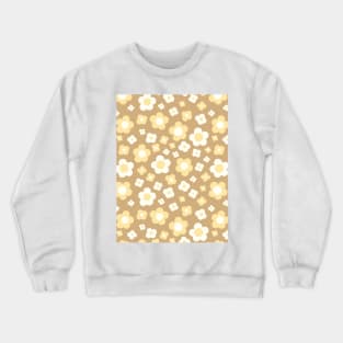 beige groovy retro y2k 2000s big pastel flower power 1960s 60s 70s danish aesthetics coconut girl ditsy daisies Crewneck Sweatshirt